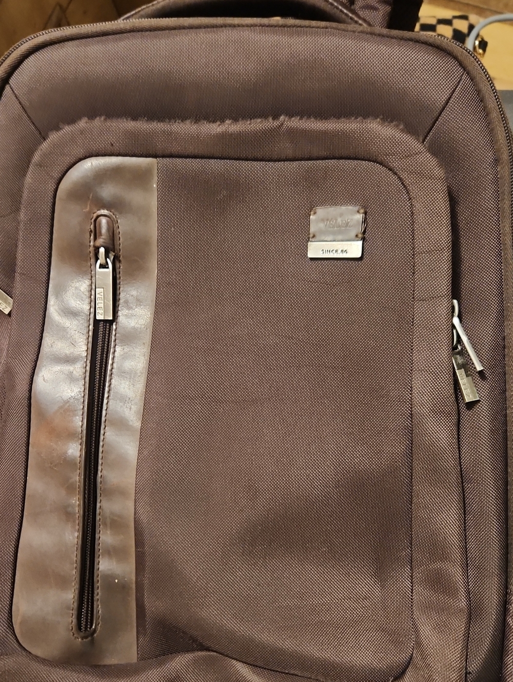 Men's Brown Everyday Backpack with Front Zip Pocket